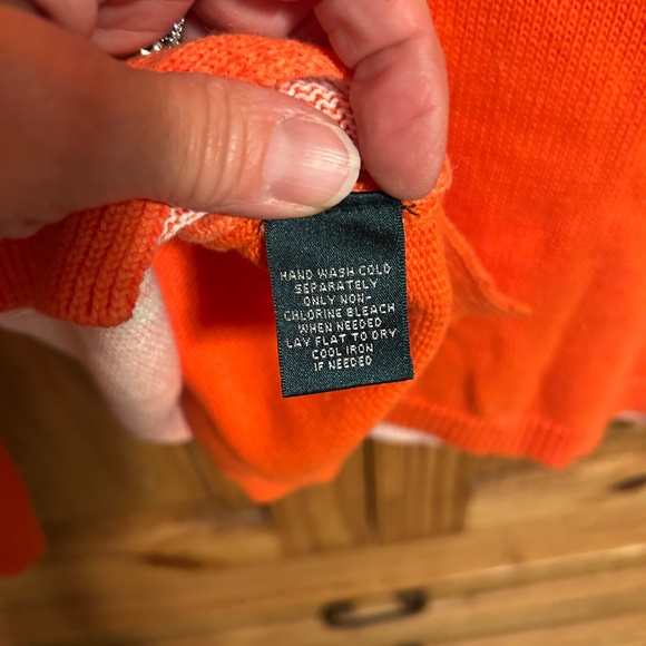 Lauren Ralph Lauren Orange Long Sweater with flowers on front - Picture 5 of 6